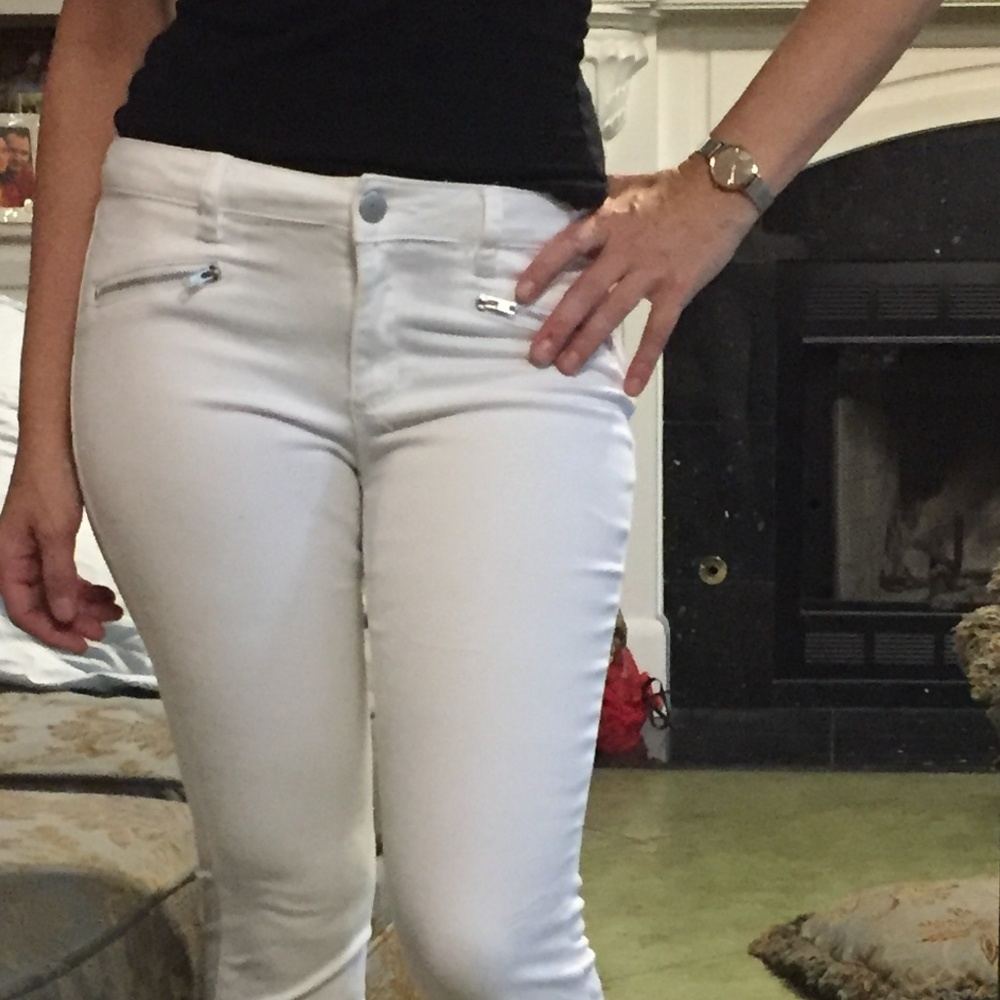White Jeans with Side Zippers